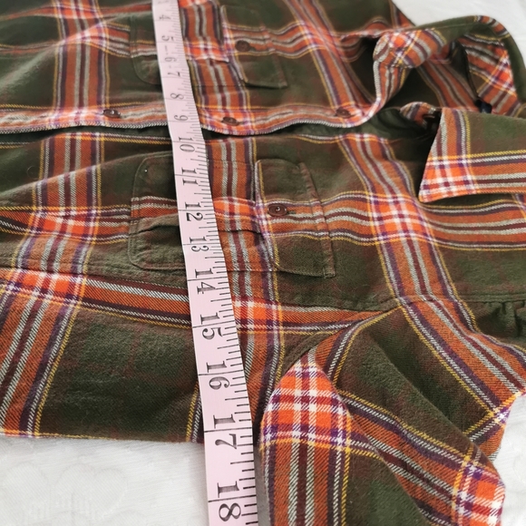 ELand Plaid Green & Orange Flannel Shirt - Picture 5 of 9